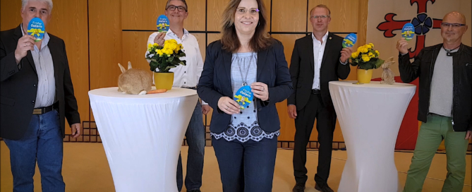 Daniela Ritzerfeld - unabhängige Bürgermeisterkandidatin, Dirk Kochs - CDU, Marko Banzet - SPD, Jürgen Benden - BÜNDNIS 90/DIE GRÜNEN und Helmut Gerads